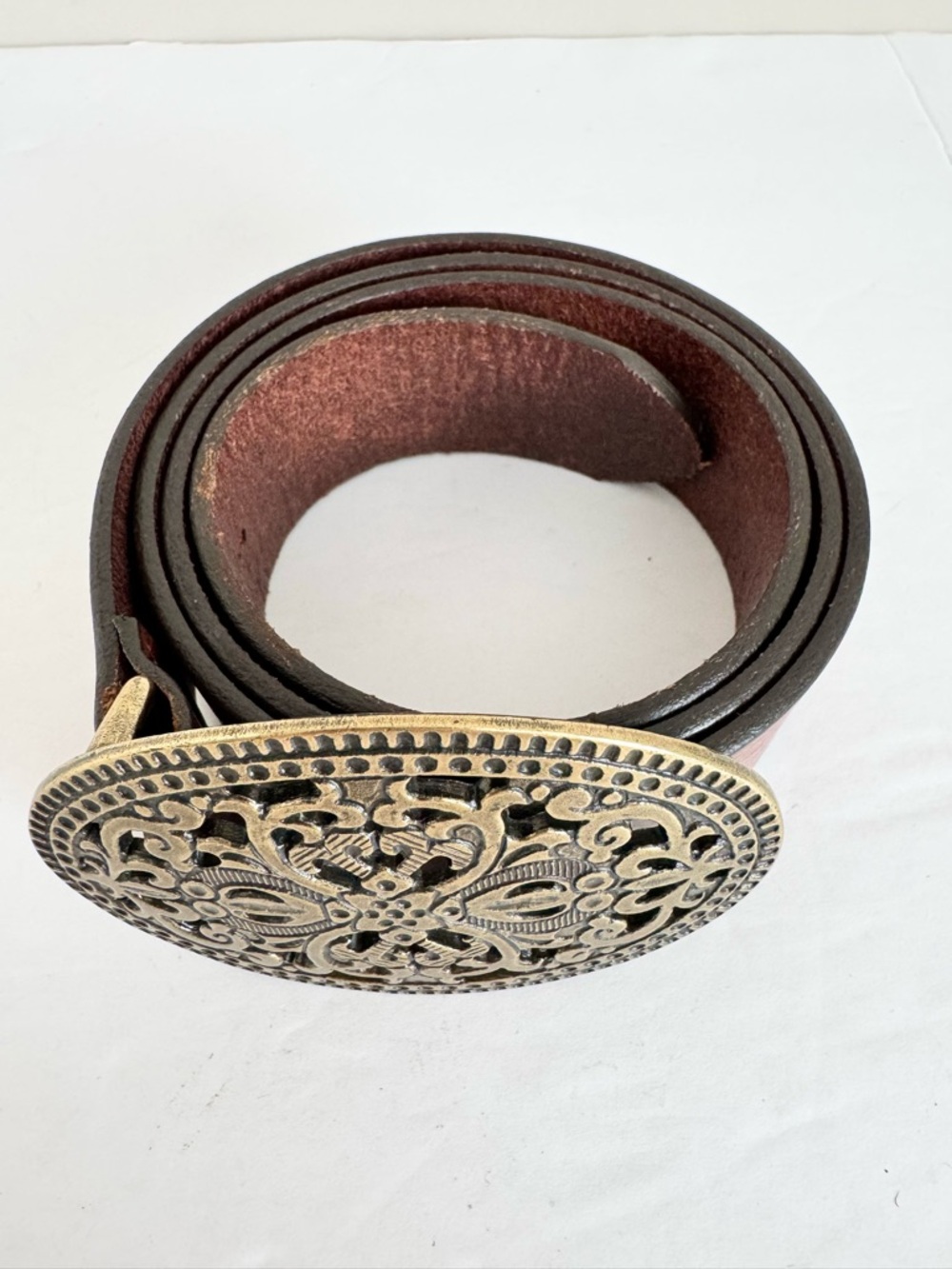 Genuine Brown Leather Eddie Bauer Women’s Belt w/ Oval Buckle- Large - Picture 6 of 13